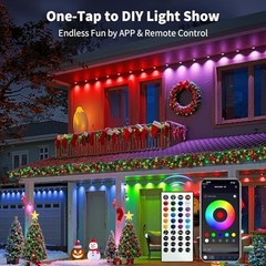 XINKAITE 150FT PERMANENT OUTDOOR LIGHTS WITH 75 LEDS – SMART RGB+IC – WHITE/RED
