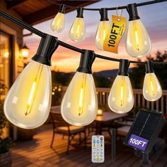 100FT Solar String Lights S14 Shatterproof Waterproof for Patio Garden Outdoor
