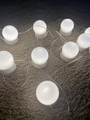 USB LED Bulb/Globe String Lights Clear White, Clear Cord, Inline Switch Vanity