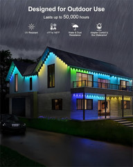 Permanent Outdoor Lights Pro,200Ft with 120 LED RGB IC Smart Eave Light for Outd