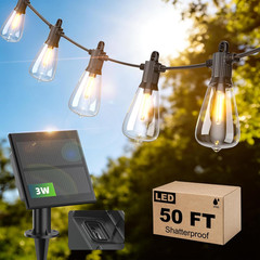 100FT Solar String Lights Outdoor Waterproof IP65 with Usb-Charging , Solar Powe