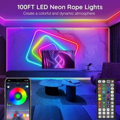 Tira De Luz De Neón Iluminación De Luces De Cuerda De Tubo De Neón 100 Ft NUEVO