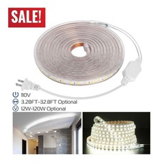 5050 LED Strip Light Flexible Tape Lighting Rope Home Outdoor With US Plug 110V