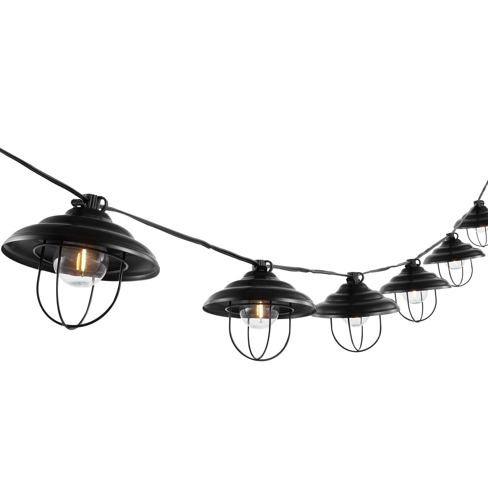 SAFAVIEH Aislin 10-Light G40 Black Plastic Outdoor String Light with Black Shade