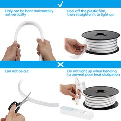 50ft LED Neon Rope Light, 120V IP67 Waterproof Neon Light Outdoor