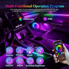 Acrylic Interior Car LED Lights with Wireless APP 6 in 1,Ambient Lighting Kits