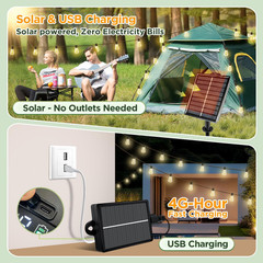 100FT Solar String Lights Outdoor Waterproof Patio w Remote Control 32 ST38 Bulb