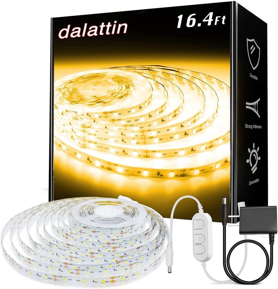 Warm White LED Strip Lights, 3000K Tunable Soft White Light Strip 16.4Ft, Bright