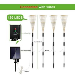 Solar Outdoor Warm White Garden Lights, 4 Pack Firework With 120 LED Starburs…