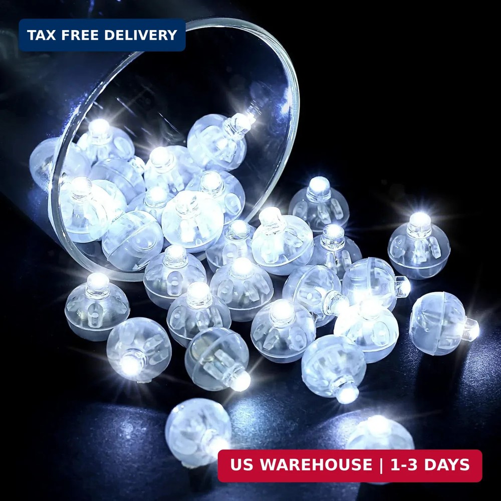 LIHAO 30pcs LED Balloon Lights Mini Round LED Ball Lights, White | Battery Power