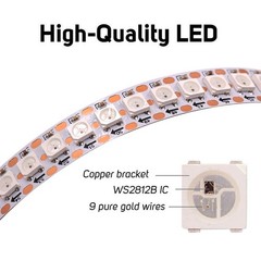 ADRESUNO WS2812B LED Strip Individual 3.2FT 144LEDS Non-Waterproof, Black PCB