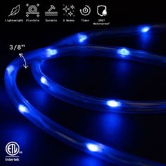 Blue 8-Mode LED Outdoor Waterproof Rope Light 10′ 20′ 25′ 50′ 100′ 150′ ft