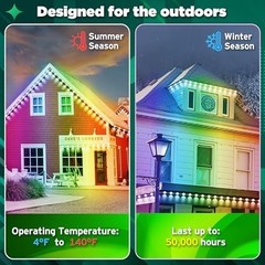 300Ft Permanent Outdoor Lights for House, App & Remote Control, RGB Smart Eaves.