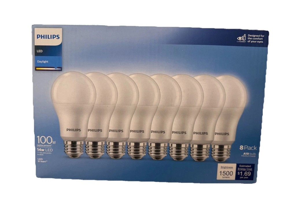 Philips 100W Equivalent Daylight A19 Medium LED Light Bulb (8-Pack) 589069