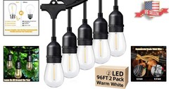 Linkable 96FT LED String Lights – Commercial Grade for Patio and Wedding Decor