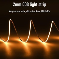 5V Ultra Thin Narrow 2mm 480 LEDs/m COB LED Strip Flexible Linear Light Tape