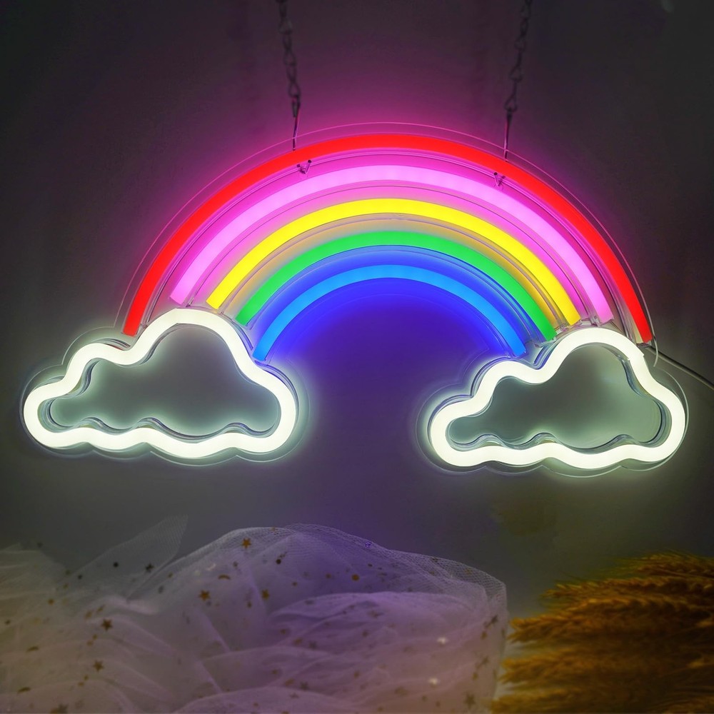 Neon Sign Light, Neon Rainbow Light for Kids USB Powered Rainbows LED Signs f…