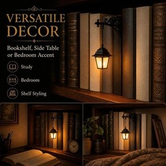 Mini Library Lantern Bookshelf Lamp Book Shelf Lighting Decor Night Light 2 PACK