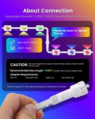 200FT RGB+IC Outdoor String Lights, 24V Waterproof Roof & Eaves Lighting, App &