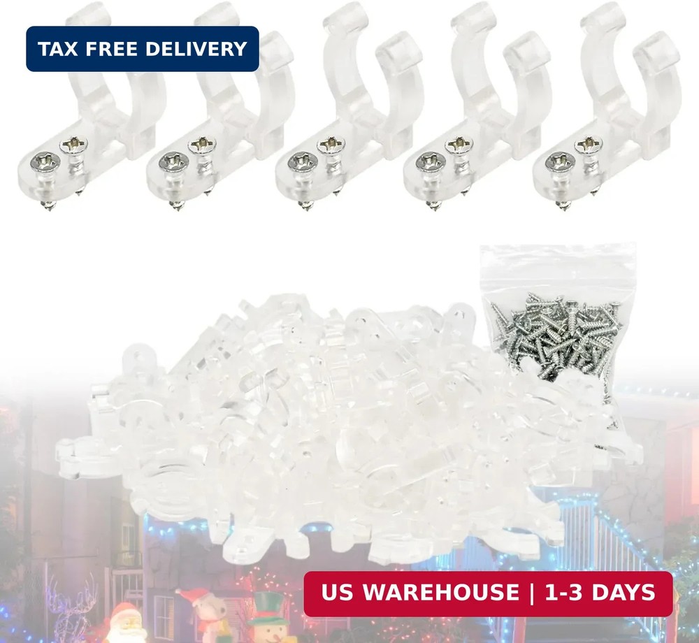 100PCS 1/2Inch LED Rope Light Clips with 200PCS Screws for Outside PVC Outdoor R