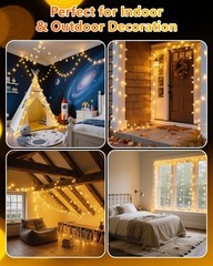 Energy-Saving 100 LED Star Fairy Lights – 33FT Warm White Indoor/Outdoor Decor