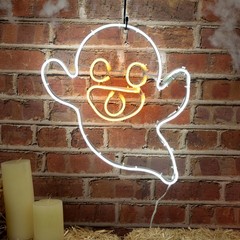 17″ Neon Tube Ghost Lights – Indoor/Outdoor Halloween Decor with Flashing LED Mo