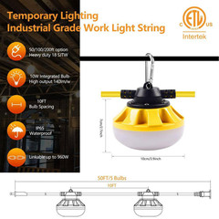 50 Ft. 120 Volt LED Construction String Lights, Linkable, 5000K Daylight, W/ Cli
