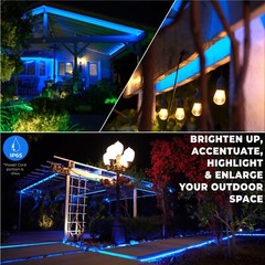 Blue Thick Permanent LED Rope Light 10′ 25 50 100 150ft Outdoor WaterResist