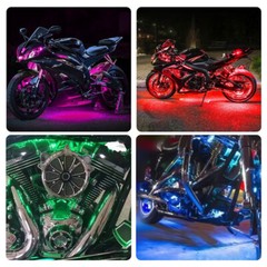 12Pcs Motorcycle RGB LED Neon Under Glow Lights Strip Kit With Remote Control US