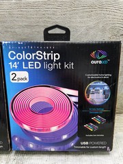 LOT OF 2 Tzumi Aura LED 2-pack 14 ft. ColorStrip Light Kit, Clear