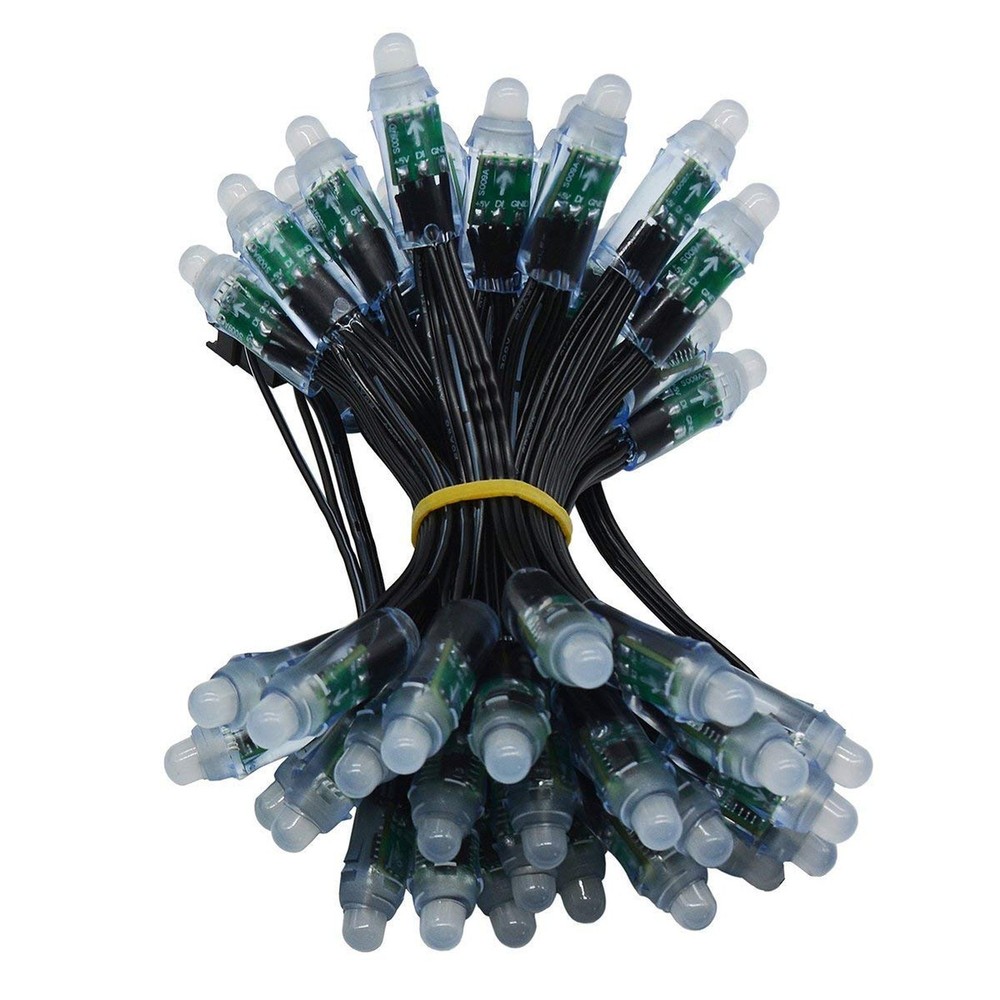 WS2811 Diffused Digital RGB LED Pixel Lights Black Wire Individually Addressa…