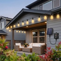 60FT Solar Outdoor String Lights Waterproof Patio 16 ST38 Bulbs Remote Control