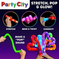 Multicolor LED Pop Tubes 25″ 6 Pack Glow in the Dark Sensory Toys for Kids