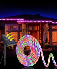 LED Solar Strip Light Flexible Lamp Outdoor Garden Decor Lights 8 Modes