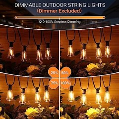 KONDRAS 100FT WATER RESISTANT OUTDOOR STRING LIGHTS ST38 LED BULBS WITH – WHITE