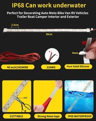 Waterproof 30CM Red LED Strip Lights Pack of 4 for Cars & Boats
