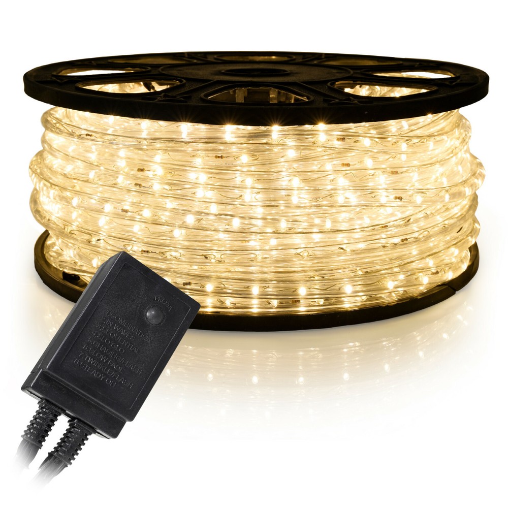 1/2″ Warm White LED Rope 150ft Flexible Christmas Outdoor Lighting Regular/Mode