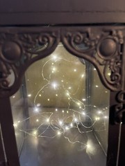 Brown Metal & Glass Star Solar Lantern String Led Lights 14×6” River’s Edge