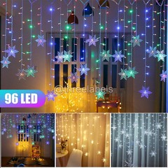 Christmas 96 LED Curtain Window Snowflake String Fairy Lights Waterproof Decor