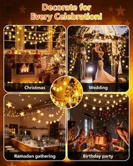 Energy-Saving 100 LED Star Fairy Lights – 33FT Warm White Indoor/Outdoor Decor