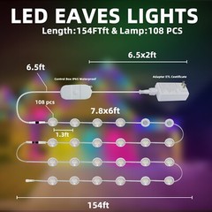 Permanent Outdoor Lights, 150ft with 108 LED Eaves Lights IP67 Waterproof Starry
