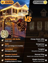 BRIGHTEVER CHRISTMAS LIGHTS FOR TREE – 1100 BULBS 360FT, PLUG-IN – WARM WHITE