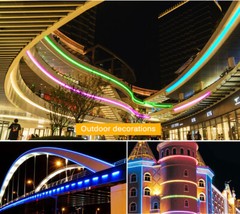 50ft 110V LED Neon Rope Light Strip Waterproof Outdoor Commercial Building Decor