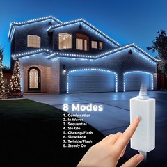Cool White 8-Mode LED Outdoor Waterproof Rope Light 10′ 25′ 50′ 100′ 150′ 300’ft