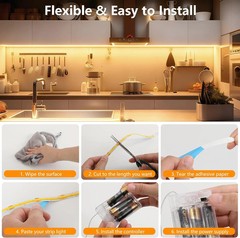 Battery Powered COB LED Strip Lights,3.28ft Warm White LED Light Strip for Dorm