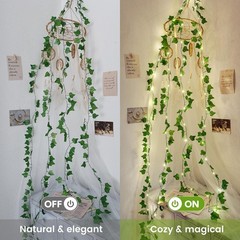 Ivy Vine Garland with 40 Fairy Lights – Vintage Greenery Decor with Remote & …