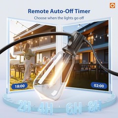 50FT Outdoor String Lights ST38 LED with Remote Waterproof Dimmable