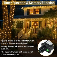 66FT Warm White String Lights with Memory Function, Timer and Connectable Design