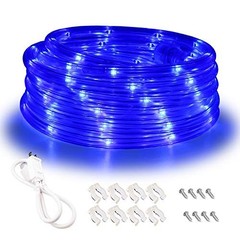 Outdoor Rope Lights 16ft Blue 108 LEDs 120V IP65 PVC Tube For Patio Decor