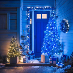 Blue Christmas String Lights Indoor Outdoor, 66Ft 200 LED Blue String Lights Cle